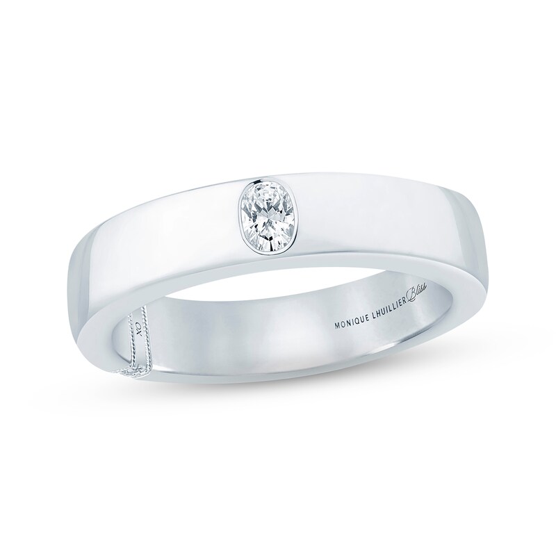 Main Image 1 of Monique Lhuillier Bliss Men's Diamond Wedding Band 1/4 ct tw Oval & Round-cut 18K White Gold