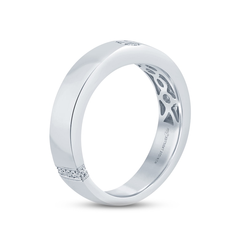 Monique Lhuillier Bliss Men's Diamond Wedding Band 1/4 ct tw Oval & Round-cut 18K White Gold