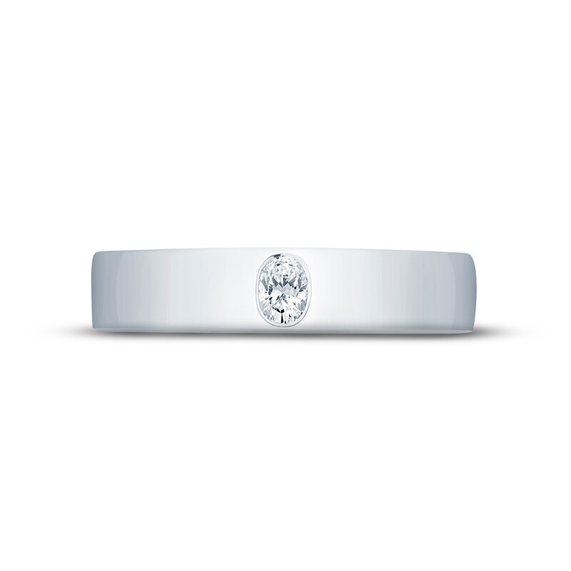 Monique Lhuillier Bliss Men's Diamond Wedding Band 1/4 ct tw Oval & Round-cut 18K White Gold