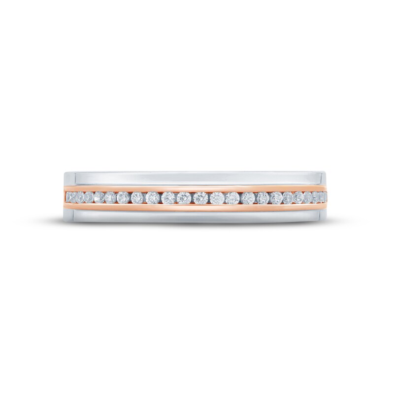 Monique Lhuillier Bliss Men's Diamond Wedding Band 1/4 ct Round-cut 18K Two-Tone Gold