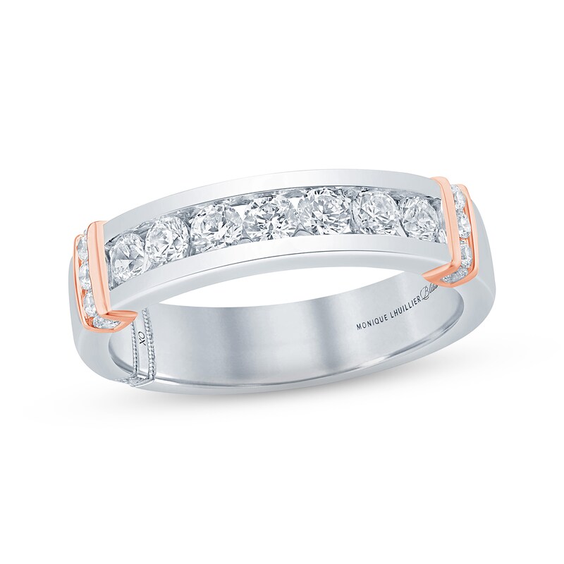 Monique Lhuillier Bliss Men's Diamond Wedding Band 1/2 ct Round-cut 18K Two-Tone Gold