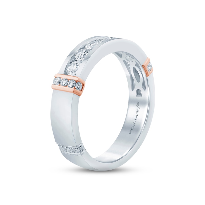 Monique Lhuillier Bliss Men's Diamond Wedding Band 1/2 ct Round-cut 18K Two-Tone Gold