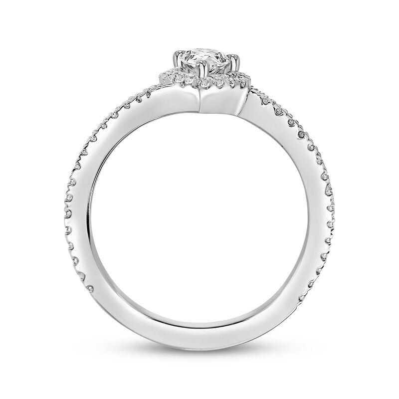 Diamond Engagement Ring 3/4 ct tw Pear & Round-cut 14K White Gold