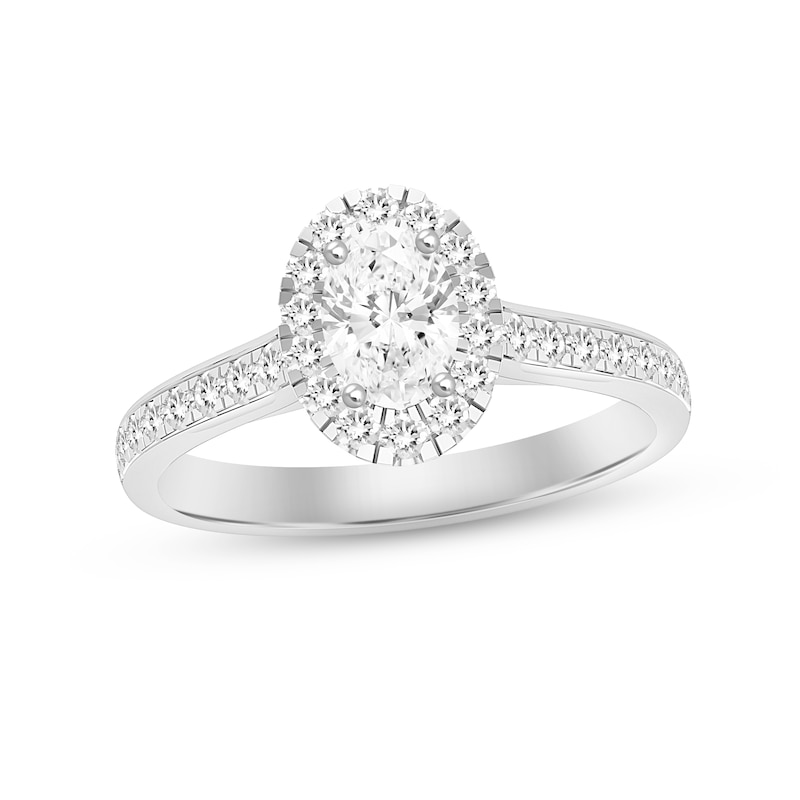 Main Image 1 of Now + Forever Diamond Halo Engagement Ring 1 ct tw Oval & Round-cut 14K White Gold