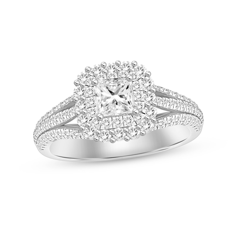Diamond Engagement Ring 1-1/5 ct tw Princess & Round-cut 14K White Gold