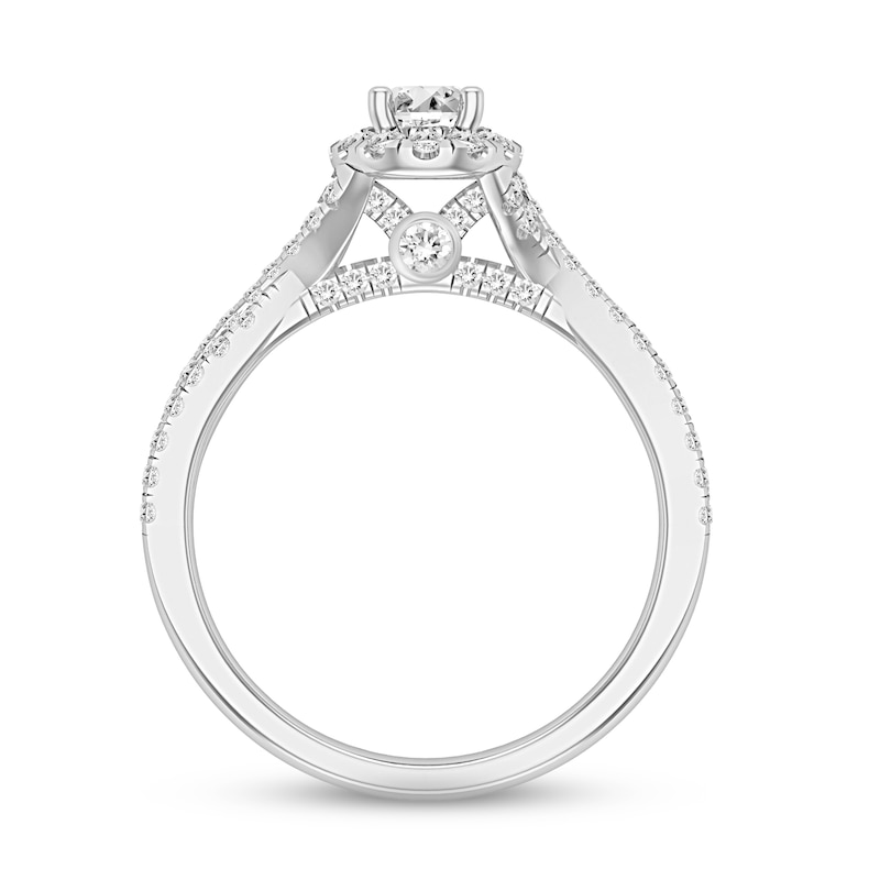 Diamond Engagement Ring 1 ct tw Oval & Round-cut 14K White Gold