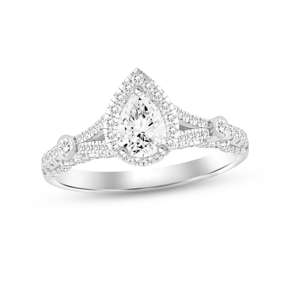 Diamond Engagement Ring 1 ct tw Pear & Round-cut 14K White Gold