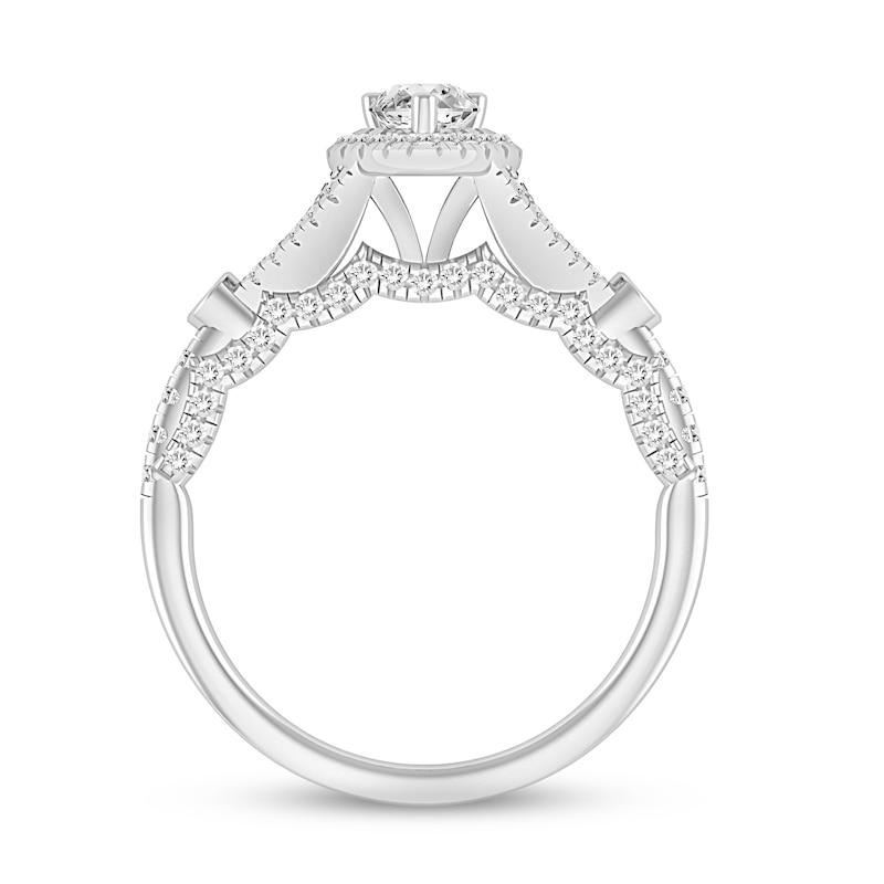 Diamond Engagement Ring 1 ct tw Pear & Round-cut 14K White Gold