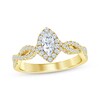 Thumbnail Image 0 of Diamond Halo Engagement Ring 3/4 ct tw Marquise & Round-cut 14K Yellow Gold