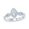 Thumbnail Image 0 of Diamond Halo Engagement Ring 3/4 ct tw Marquise & Round-cut 14K White Gold