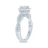 Thumbnail Image 1 of Diamond Halo Engagement Ring 3/4 ct tw Marquise & Round-cut 14K White Gold