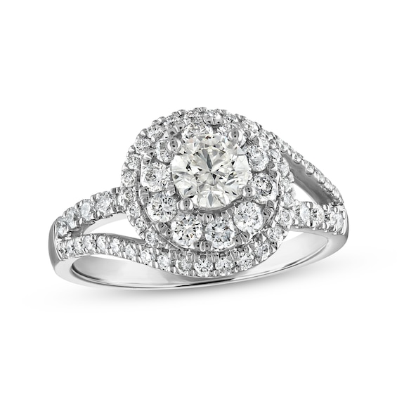 Now + Forever Round-Cut Diamond Halo Bypass Engagement Ring 1-1/3 ct tw 14K White Gold