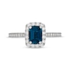 Neil Lane Emerald-Cut London Blue Topaz & White Diamond Engagement Ring 1/2 ct tw 14K White Gold