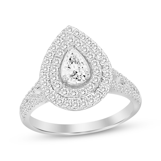 Kay Pear-Shaped Diamond Double Frame Engagement Ring 3/4 ct tw 14K White Gold