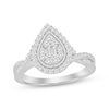 Thumbnail Image 0 of Baguette & Round-Cut Multi-Diamond Center Pear Frame Engagement Ring 3/8 ct tw 10K White Gold
