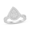 Thumbnail Image 1 of Now + Forever Baguette & Round-Cut Multi-Diamond Center Pear Frame Engagement Ring 3/8 ct tw 10K White Gold