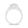 Thumbnail Image 2 of Baguette & Round-Cut Multi-Diamond Center Pear Frame Engagement Ring 3/8 ct tw 10K White Gold