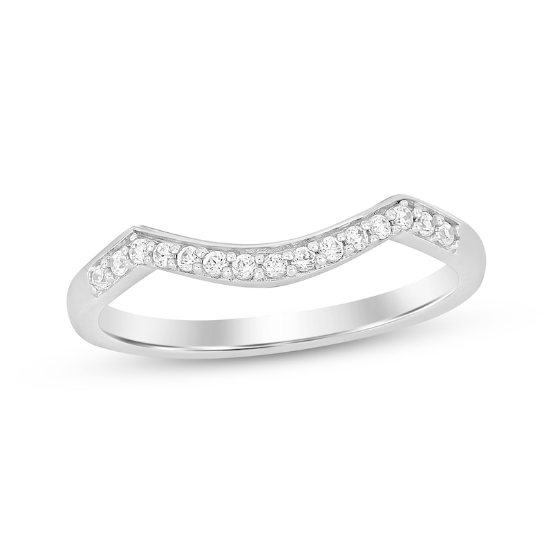 Main Image 1 of Now + Forever Diamond Contour Wedding Band 1/10 ct tw 10K White Gold