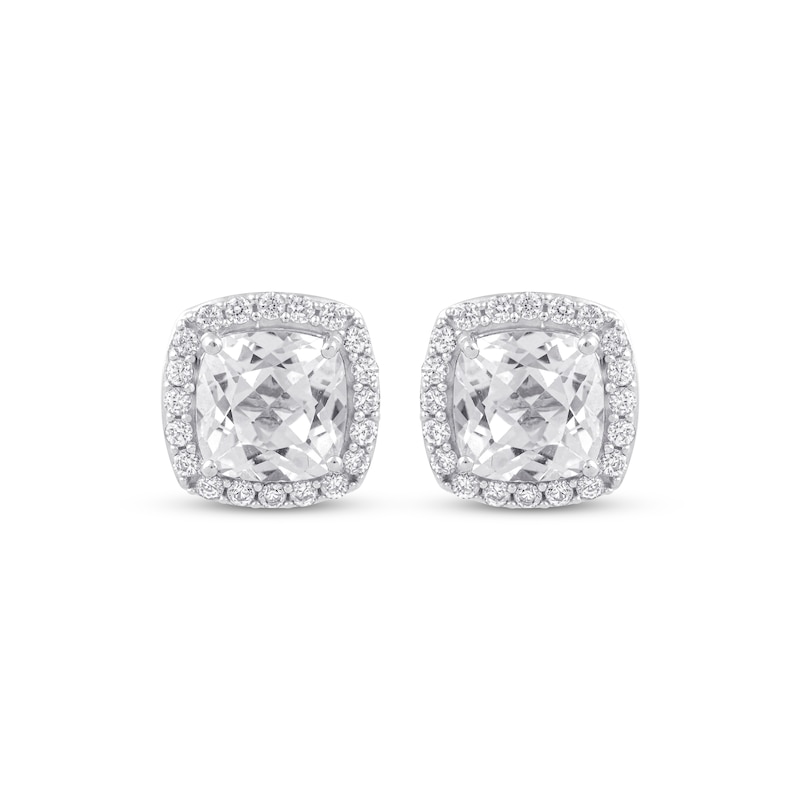 Cushion-Cut White Lab-Created Sapphire Frame Earrings Sterling Silver | Kay