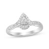 Thumbnail Image 0 of Baguette & Round-Cut Multi-Diamond Center Pear Frame Engagement Ring 1/4 ct tw 10K White Gold