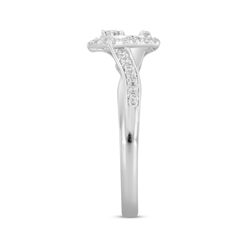 Main Image 2 of Now + Forever Baguette & Round-Cut Multi-Diamond Center Pear Frame Engagement Ring 1/4 ct tw 10K White Gold
