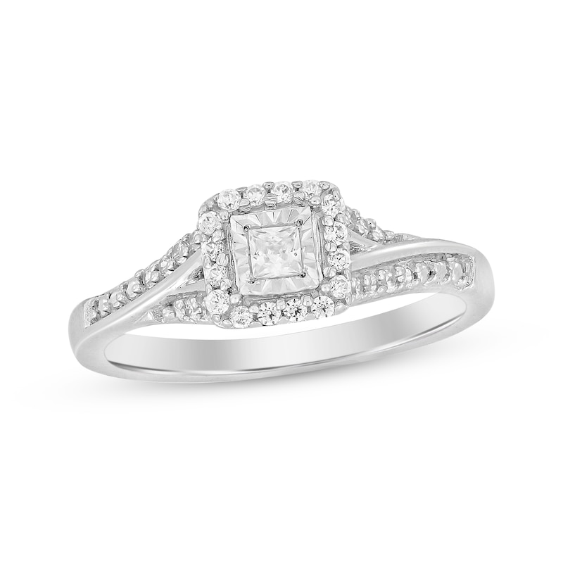 Main Image 1 of Now + Forever Princess-Cut Diamond Engagement Ring 1/4 ct tw 10K White Gold