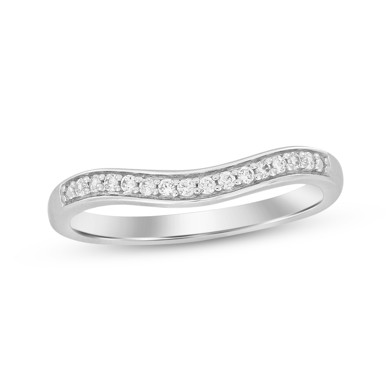Main Image 1 of Now + Forever Diamond Contour Wedding Band 1/15 ct tw 10K White Gold