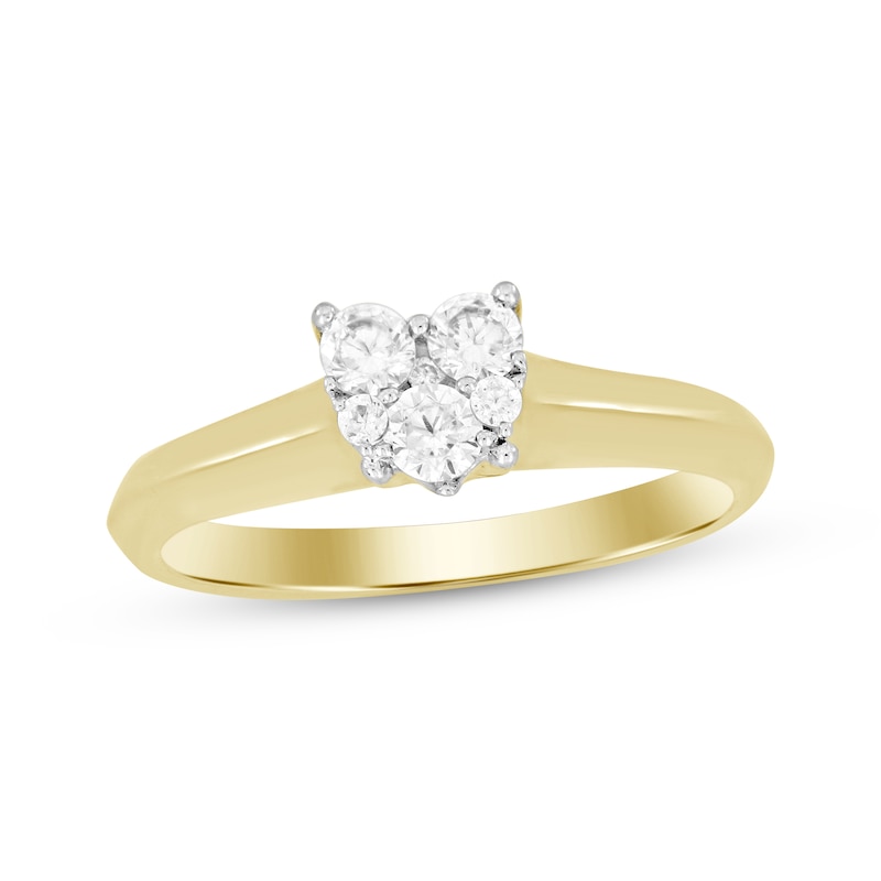 Diamond Heart Frame Engagement Ring 1/3 ct tw Round 10K Yellow Gold | Kay