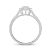Baguette and Round-Cut Multi-Diamond Center Heart Engagement Ring 1/4 ct tw 10K White Gold