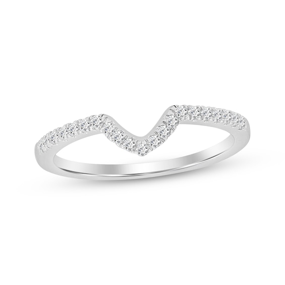 Now + Forever Diamond Notched Wedding Band 1/6 ct tw Round-cut 10K White Gold