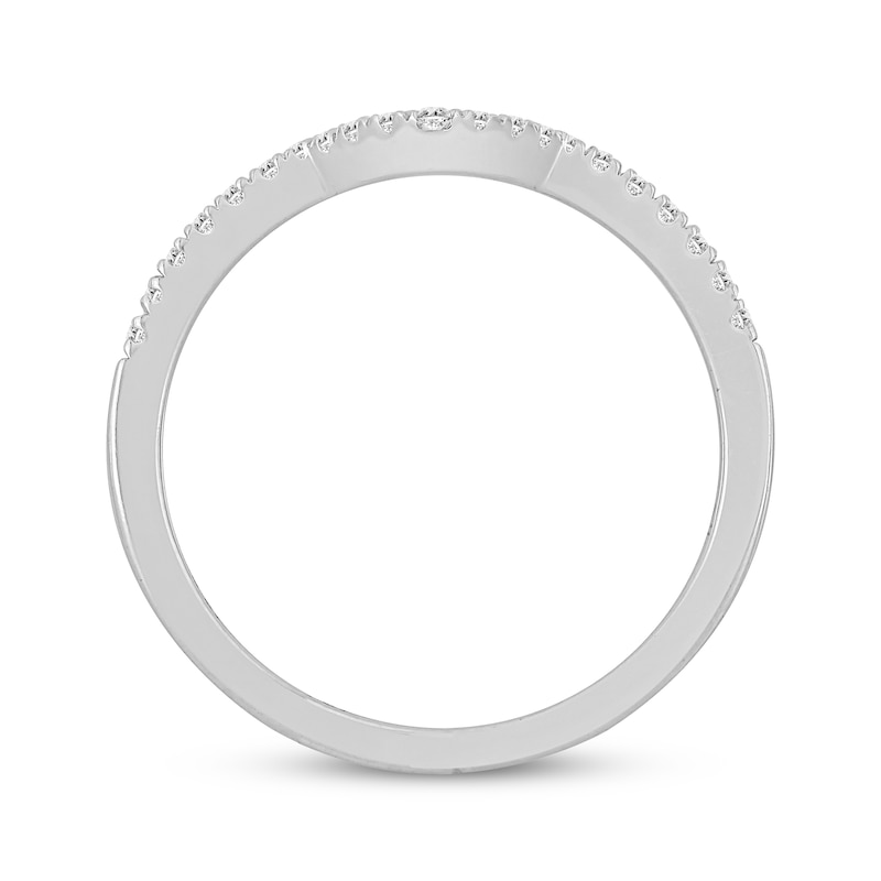Main Image 3 of Now + Forever Diamond Notched Wedding Band 1/6 ct tw Round-cut 10K White Gold