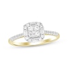 Baguette & Round-Cut Multi-Diamond Center Cushion Frame Engagement Ring 1/3 ct tw 10K Yellow Gold