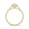 Baguette & Round-Cut Multi-Diamond Center Cushion Frame Engagement Ring 1/3 ct tw 10K Yellow Gold
