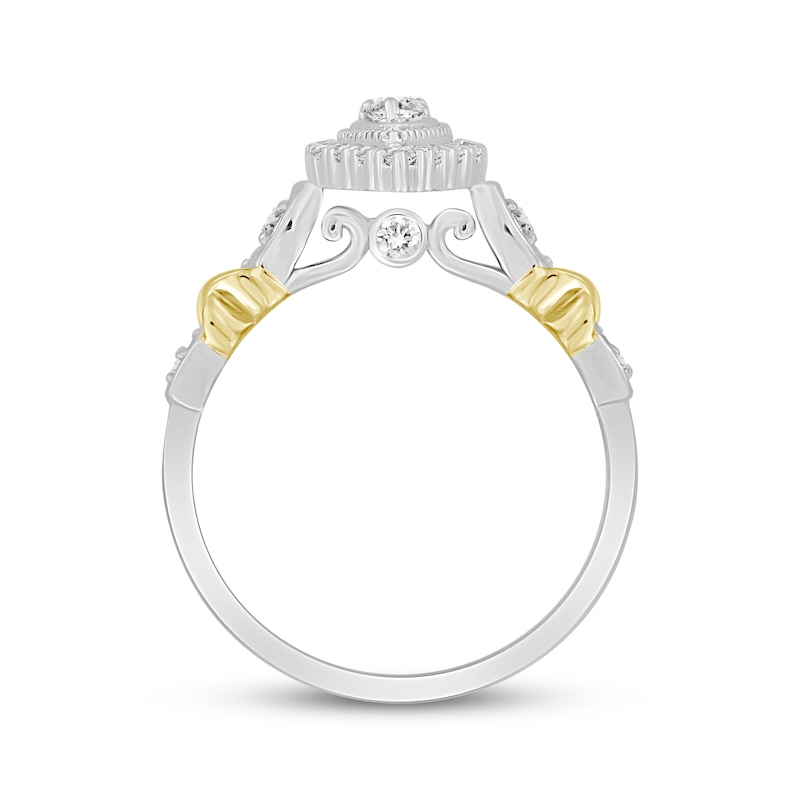 Pear-Shaped Diamond Frame Engagement Ring 1/3 ct tw 10K Two-Tone Gold