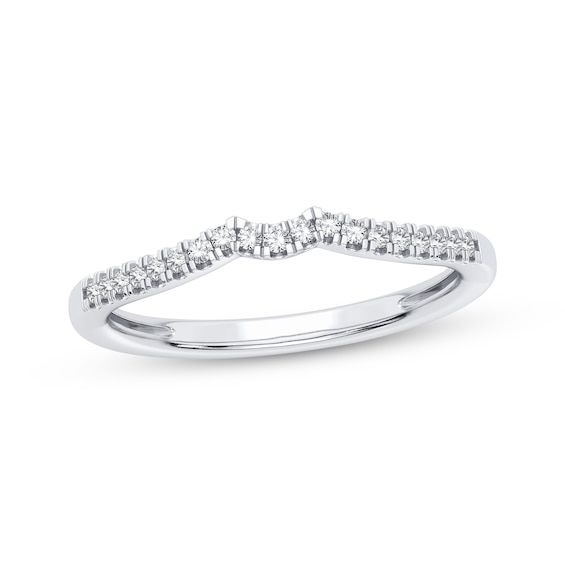 Now + Forever Round-Cut Diamond Curved Wedding Band 1/10 ct tw 14K White Gold
