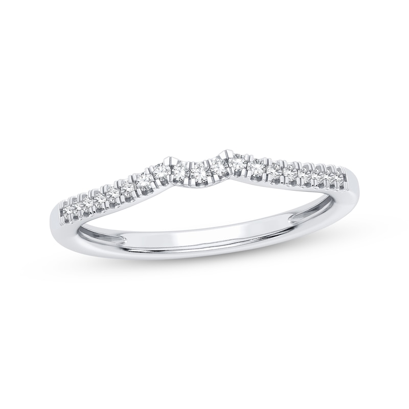 Main Image 1 of Now + Forever Round-Cut Diamond Curved Wedding Band 1/10 ct tw 14K White Gold