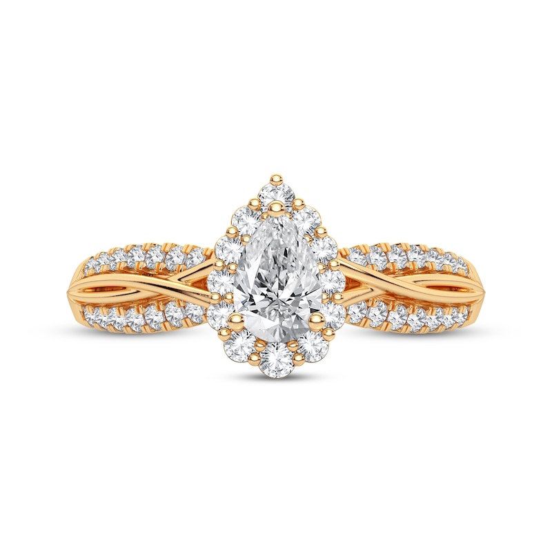 Main Image 3 of Now + Forever Pear-Shaped & Round-Cut Diamond Engagement Ring 3/8 ct tw 14K Yellow Gold
