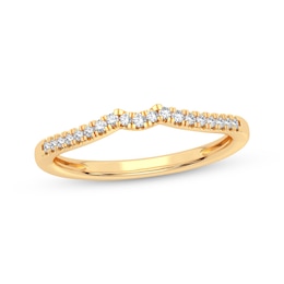 Now + Forever Round-Cut Diamond Curved Wedding Band 1/10 ct tw 14K Yellow Gold