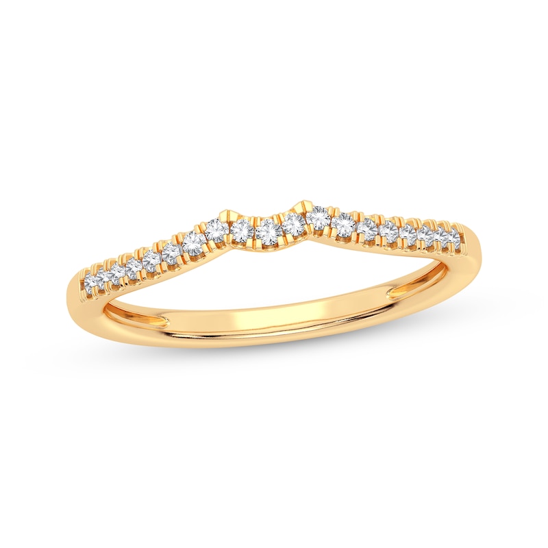 Main Image 1 of Now + Forever Round-Cut Diamond Curved Wedding Band 1/10 ct tw 14K Yellow Gold