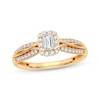 Thumbnail Image 1 of Now + Forever Emerald-Cut & Round-Cut Diamond Engagement Ring 3/8 ct tw 14K Yellow Gold