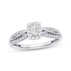 Thumbnail Image 1 of Now + Forever Emerald-Cut & Round-Cut Diamond Engagement Ring 3/8 ct tw 14K White Gold