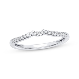 Now + Forever Round-Cut Diamond Curved Wedding Band 1/10 ct tw 14K White Gold