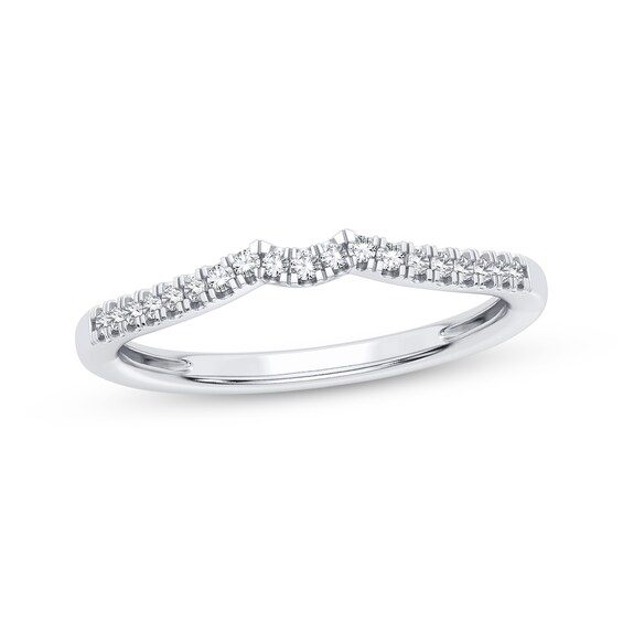 Now + Forever Round-Cut Diamond Curved Wedding Band 1/10 ct tw 14K White Gold