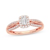 Thumbnail Image 1 of Now + Forever Emerald-Cut & Round-Cut Diamond Engagement Ring 3/8 ct tw 14K Rose Gold