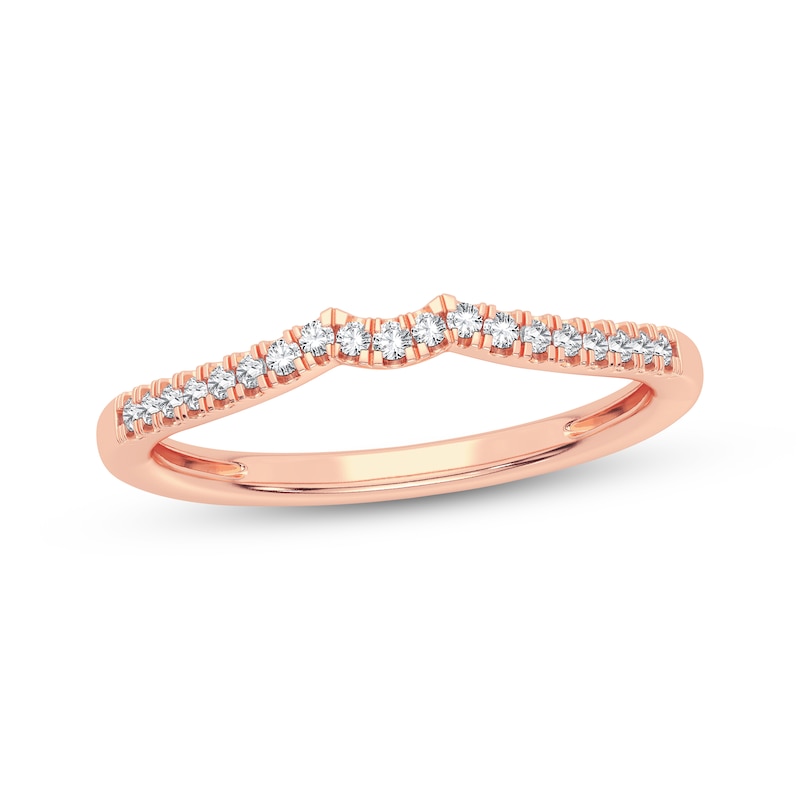 Round-Cut Diamond Curved Wedding Band 1/10 ct tw 14K Rose Gold | Kay