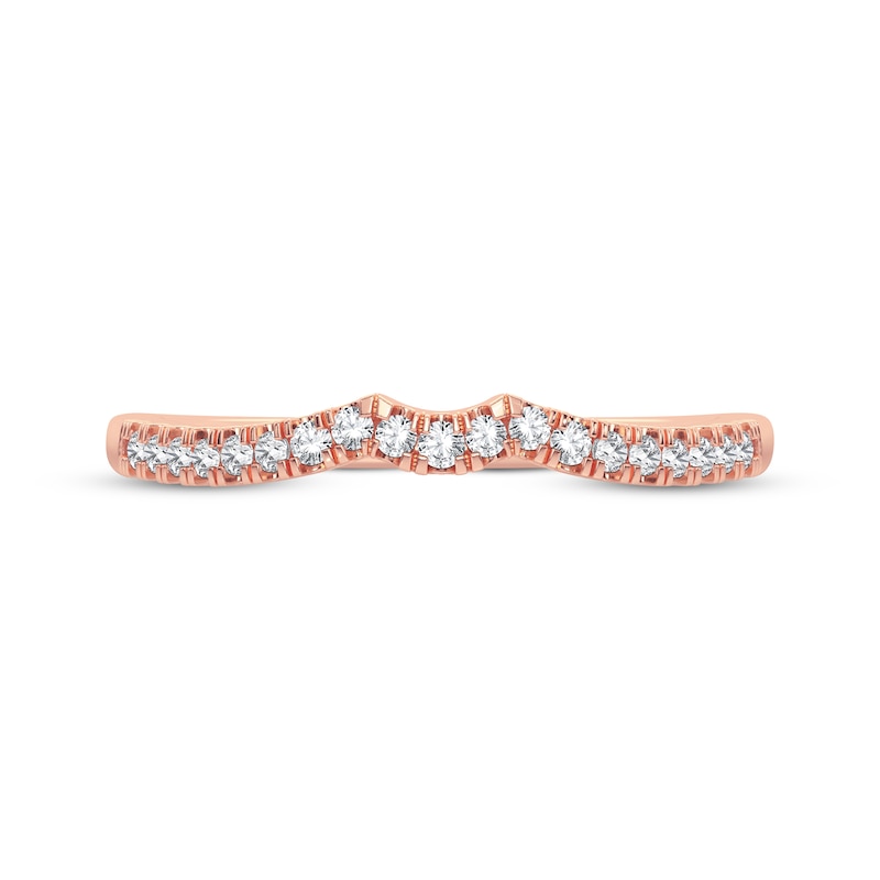 Main Image 3 of Now + Forever Round-Cut Diamond Curved Wedding Band 1/10 ct tw 14K Rose Gold
