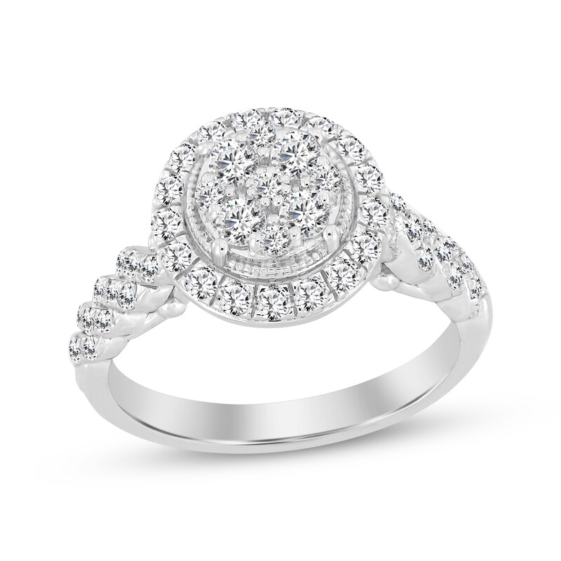 Main Image 1 of Now + Forever Multi-Diamond Center Engagement Ring 3/4 ct tw Round-cut 14K White Gold