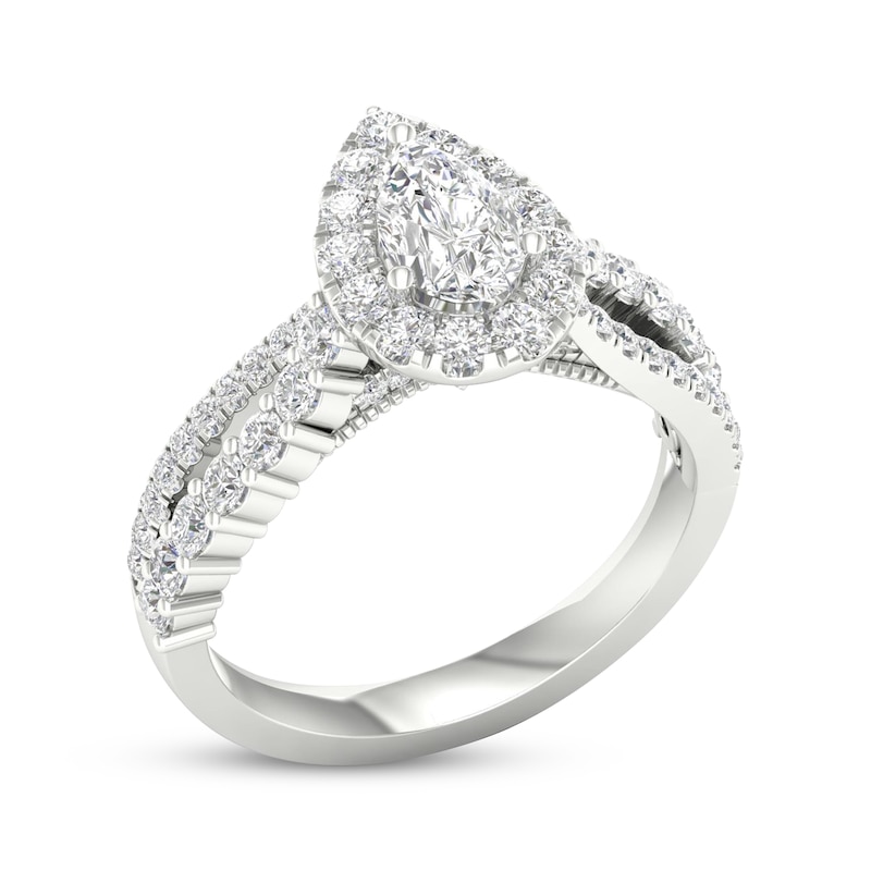 Main Image 2 of Now + Forever Pear-Shaped & Round-Cut Diamond Engagement Ring 1-1/5 ct tw 14K White Gold