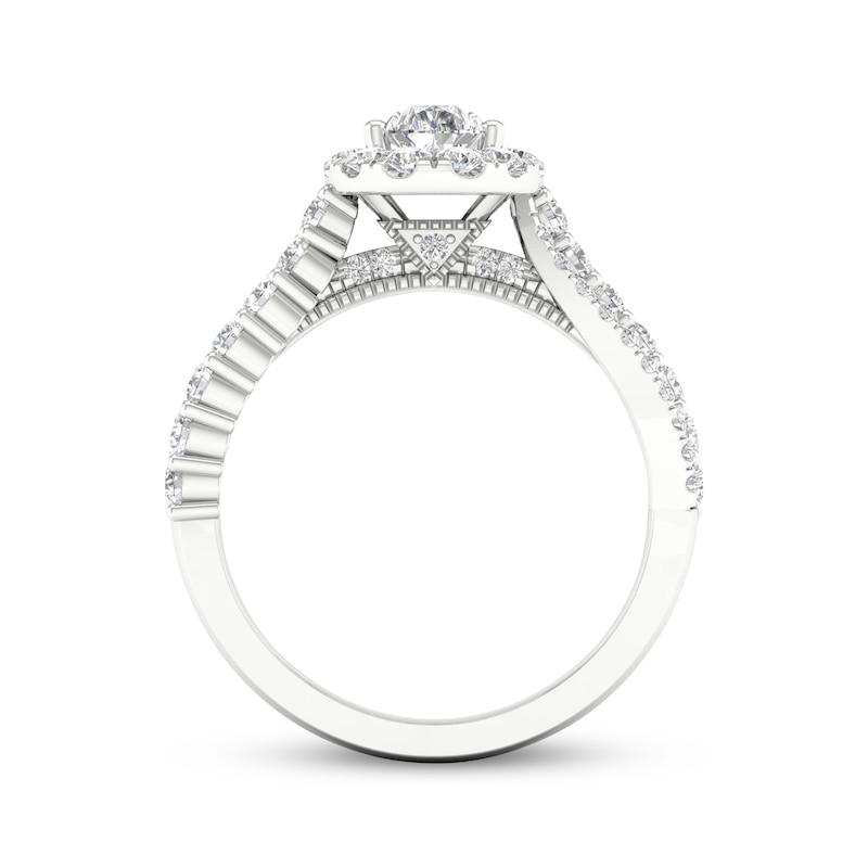 Main Image 4 of Now + Forever Pear-Shaped & Round-Cut Diamond Engagement Ring 1-1/5 ct tw 14K White Gold