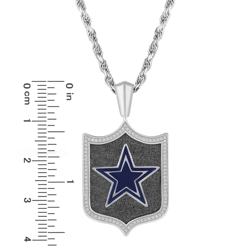 True Fans Dallas Cowboys 1/5 CT. T.W. Diamond and Enamel Reversible Shield Necklace in Sterling Silver